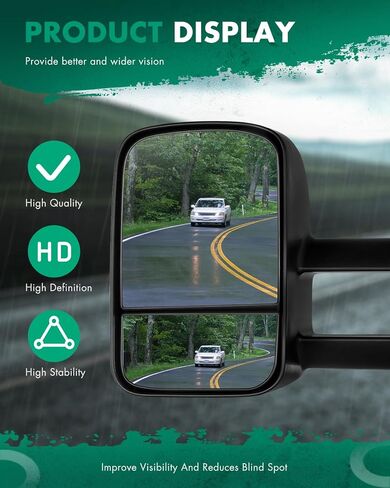 SCITOO Towing Mirrors fit 2003-2007 for Chevy Silverado for GMC Sierra 2003-2006 for Tahoe Suburban Avalanche Yukon Cadillac Escalade Pickup Chrome Tow Mirror Power Heated Turn Signal Width Light in Saudi Arabia