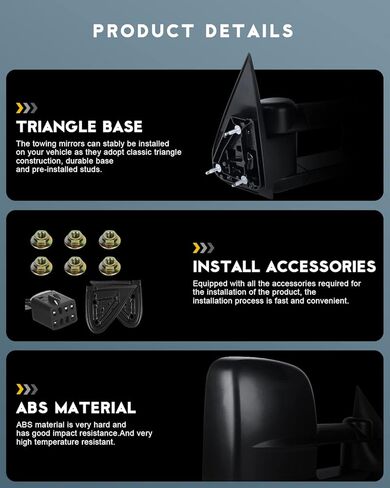 OCPTY زوج من مرايا السحب البديلة مناسبة لـ 2014-2018 لـ Chevy لـ Gmc 1500 2015-2019 لـ Chevy لـ Gmc 2500 Hd 3500 Hd بيك اب سحب المرايا السلطة المعدلة ساخنة أدى بدوره إشارة الكروم in Kuwait