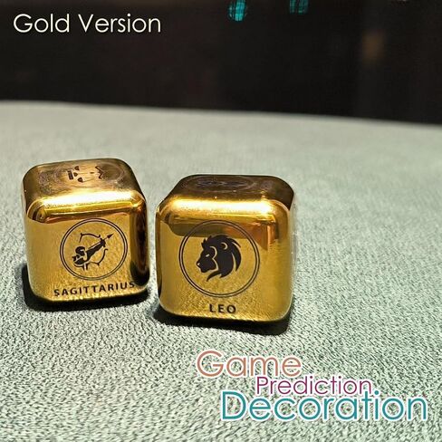 2Pcs/Set Metal 12 Constellation Dice Set, Laser Engraved 6-Sided Stainless Steel Big Zodiac Dices for Game Divination Accessory (Modern, Colorful), DK-MDICE-12XZ in Kuwait