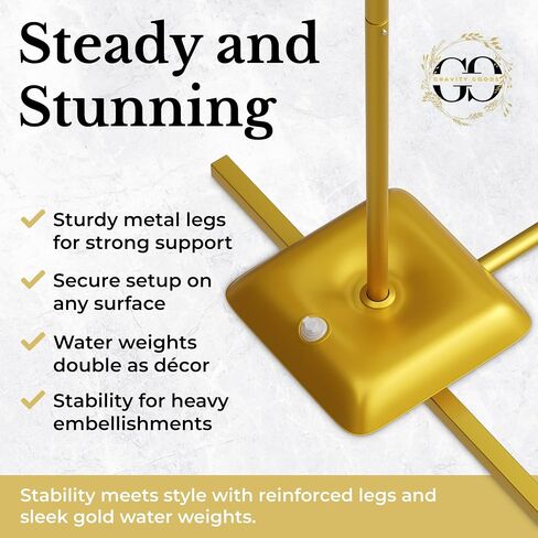 Metal Arch Backdrop Stand and Cover Set – 3 Gold Frames (7.2ft, 6ft x2) with White Wrinkle-Free Spandex Covers, Water Weights, Bags & Case – Wedding, Birthday, Baby Shower, Party Decor in Saudi Arabia