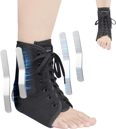 Lace Up Ankle Brace with Metal Side Stabilizers, Adjustable Lace-Up Ankle Braces for Men and Women Sprained Foot Support Brace for Posterior Tibial Tendonitis Achilles Tendon Injury M in Kuwait