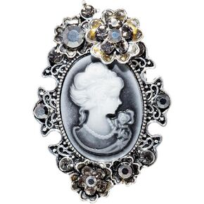 MINACHI Vintage Victorian Design Cameo Antique Brooch Pin, Silver-Toned Flower, Gift for Women in Saudi Arabia