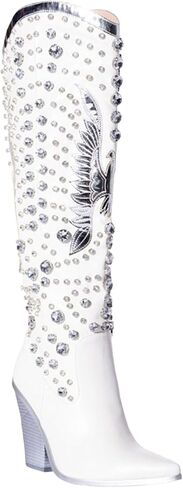 Women's Upbeat Rhinestone Western Boot Pointed Toe Black 8 M US in Saudi Arabia
