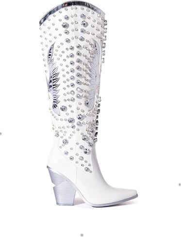 Women's Upbeat Rhinestone Western Boot Pointed Toe Black 8 M US in Saudi Arabia