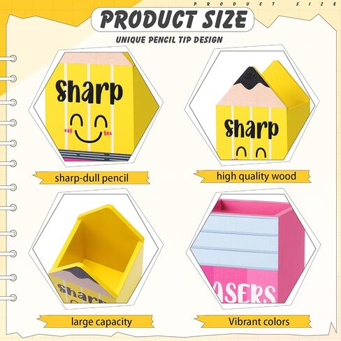 3 Pcs Sharp and Dull Pencil Holder Eraser Buckets Wooden Shaped Dispenser Finished Pen Holder No Diy for Back to School Teachers Classroom Management(Stylish) in Saudi Arabia