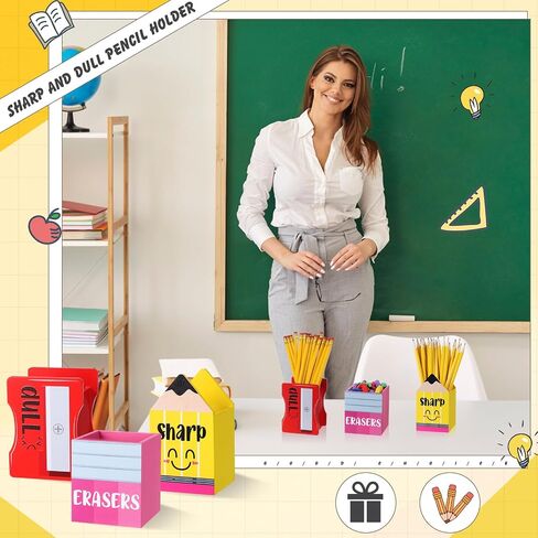 3 Pcs Sharp and Dull Pencil Holder Eraser Buckets Wooden Shaped Dispenser Finished Pen Holder No Diy for Back to School Teachers Classroom Management(Stylish) in Saudi Arabia