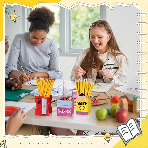 3 Pcs Sharp and Dull Pencil Holder Eraser Buckets Wooden Shaped Dispenser Finished Pen Holder No Diy for Back to School Teachers Classroom Management(Stylish) in Saudi Arabia