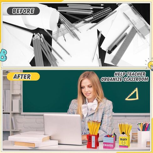 3 Pcs Sharp and Dull Pencil Holder Eraser Buckets Wooden Shaped Dispenser Finished Pen Holder No Diy for Back to School Teachers Classroom Management(Stylish) in Saudi Arabia