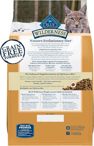 Blue Buffalo Wilderness High-Protein, Grain-Free Natural Dry Food for Adult Cats, Weight Control, Chicken, 11-lb Bag in Saudi Arabia