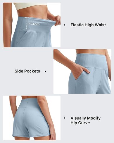 شورتات تجريب G4Free Womens الرياضية مع الجيوب الصيفية السراويل الصيفية تمتد على اليوغا النشط النشط القصير (داكنة البحرية ، م) in Kuwait