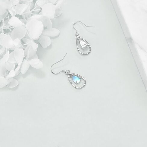 Moonstone Earrings for Women 925 Sterling Silver Irish Celtic Knot Hoop Earrings Leverback Jewelry Gifts in Saudi Arabia