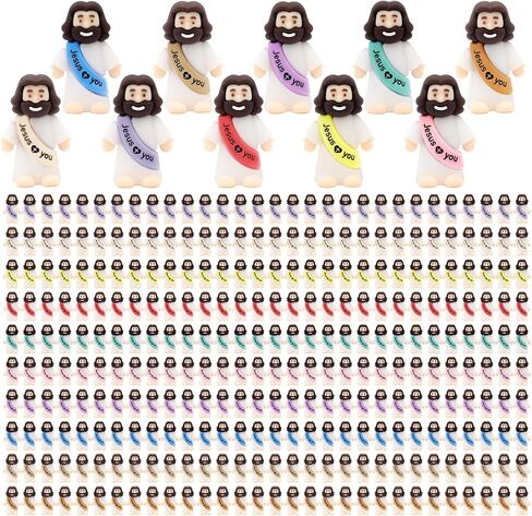 YuDanae Brown Mini Jesus Figures Rubber Jesus Figurines Toys in Bulk Religious Party Favors Sunday School Craft Baptism Gifts for Easter Egg Stuffers (Multicolor, 100pcs) in Saudi Arabia