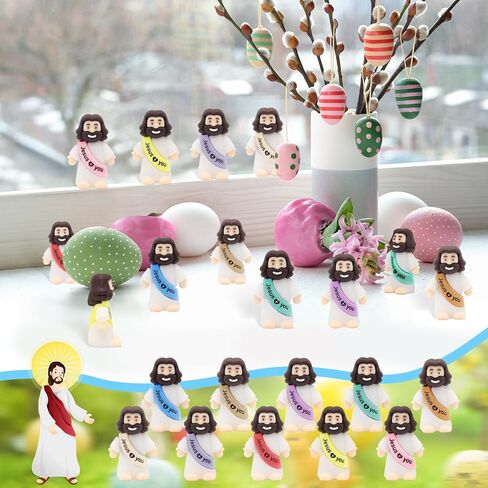 YuDanae Brown Mini Jesus Figures Rubber Jesus Figurines Toys in Bulk Religious Party Favors Sunday School Craft Baptism Gifts for Easter Egg Stuffers (Multicolor, 100pcs) in Saudi Arabia