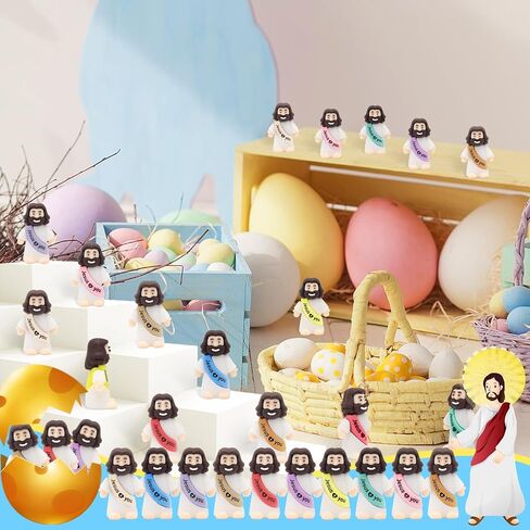 YuDanae Brown Mini Jesus Figures Rubber Jesus Figurines Toys in Bulk Religious Party Favors Sunday School Craft Baptism Gifts for Easter Egg Stuffers (Multicolor, 100pcs) in Saudi Arabia