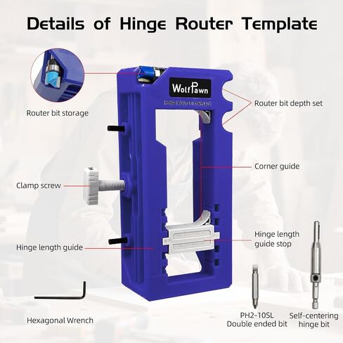 Door Hinge Jig, Precise Positioning, Easy Installation and Versatile Use Router Template, Fits for DoorHinge from 3" to 5" Length and Hinge Types of Sqaure, Radius 1/4" or Radius 5/8" in Saudi Arabia