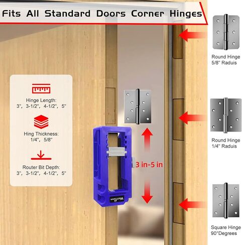 Door Hinge Jig, Precise Positioning, Easy Installation and Versatile Use Router Template, Fits for DoorHinge from 3" to 5" Length and Hinge Types of Sqaure, Radius 1/4" or Radius 5/8" in Saudi Arabia