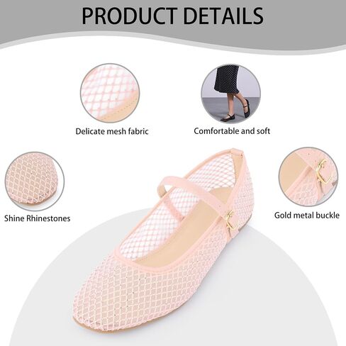 Perphy Rhinestone Breathable Mesh Ballet Flats Pumps for Women in Saudi Arabia