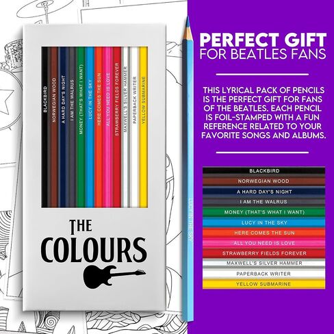The Colours Coloring Pages for Beatles Fans | Pack of 10 Different Designs for Pencil or Marker Coloring | 8.5" x 11" Standard Size – Easy to Frame | Heavy Cardstock | Makes a Great Gift in Kuwait