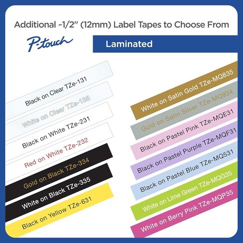 Brother Genuine P-Touch TZe, Black Print on Gold Label Tape (TZePR831), Premium Glitter Laminated,1/2in x 26.2ft (12mm x 8m) for Select P-Touch Label Makers, Powerful Lamination, for Crafting in Kuwait