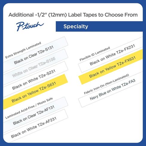 Brother Genuine P-Touch TZe, Black Print on Gold Label Tape (TZePR831), Premium Glitter Laminated,1/2in x 26.2ft (12mm x 8m) for Select P-Touch Label Makers, Powerful Lamination, for Crafting in Kuwait