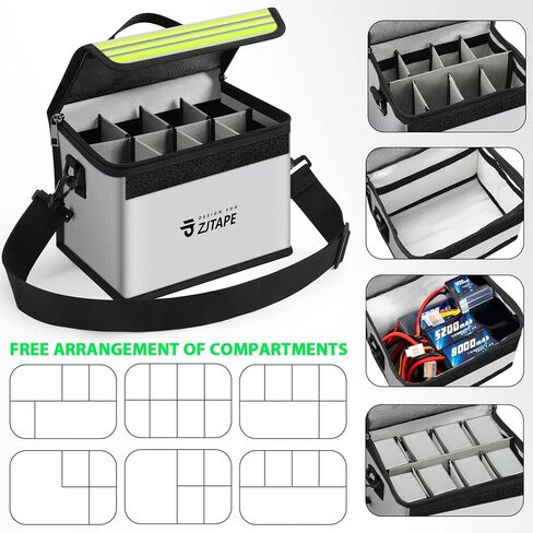 Lipo Safe Bag, Fireproof, Explosion-Proof Battery Bag, Large Storage Space, Lipo Storage Box, Fireproof Safe, Protective, Adjustable Battery (Black, Green) in Saudi Arabia