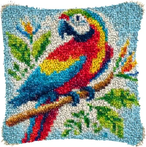 YOOTOM Latch Hook Kits for Adult Kids Begginers, Latch Hook Pillow Cushion DIY Embroidery Pillowcase Cover Making Crafts Supplies, Pre-Cut Yarns,Easy Pattern 17x17in in Kuwait