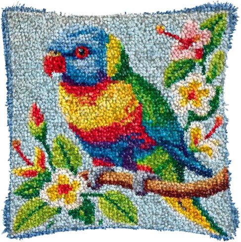 YOOTOM Latch Hook Kits for Adult Kids Begginers, Latch Hook Pillow Cushion DIY Embroidery Pillowcase Cover Making Crafts Supplies, Pre-Cut Yarns,Easy Pattern 17x17in in Kuwait