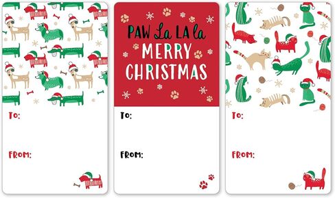 DISTINCTIVS Furry Friends Christmas Gift Tags, Fluffy Fun Cats and Dogs Holiday Gift Tags, Self-Adhesive Gift Wrap Tags – 75 Labels in Saudi Arabia