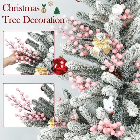 HOHOTIME عيد الميلاد هولي التوت الحلي الجذعية، 8 فروع كبيرة / 32 فرعا صغيرا الجذعية التوت الاصطناعي، القابلة للإزالة الاصطناعي بريق التوت الحلي الجذعية، ديكور المنزل لإكليل شجرة عيد الميلاد in Kuwait