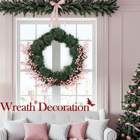 HOHOTIME عيد الميلاد هولي التوت الحلي الجذعية، 8 فروع كبيرة / 32 فرعا صغيرا الجذعية التوت الاصطناعي، القابلة للإزالة الاصطناعي بريق التوت الحلي الجذعية، ديكور المنزل لإكليل شجرة عيد الميلاد in Kuwait