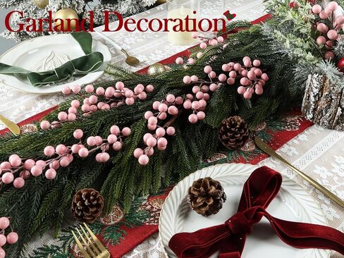 HOHOTIME عيد الميلاد هولي التوت الحلي الجذعية، 8 فروع كبيرة / 32 فرعا صغيرا الجذعية التوت الاصطناعي، القابلة للإزالة الاصطناعي بريق التوت الحلي الجذعية، ديكور المنزل لإكليل شجرة عيد الميلاد in Kuwait