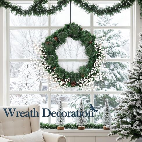 HOHOTIME Christmas Holly Berry Stem Ornaments, 8 Large Branches/32 Small Branches Artificial Berry Stem, Removable Artificial Glitter Berry Stem Ornaments, Home Decorative for Christmas Tree Wreath in Saudi Arabia