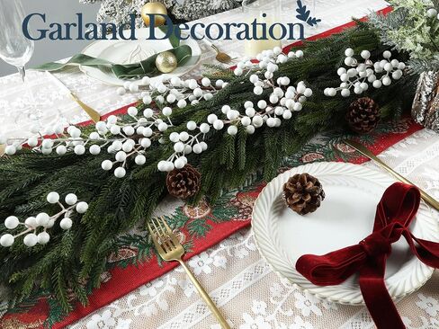 HOHOTIME Christmas Holly Berry Stem Ornaments, 8 Large Branches/32 Small Branches Artificial Berry Stem, Removable Artificial Glitter Berry Stem Ornaments, Home Decorative for Christmas Tree Wreath in Saudi Arabia