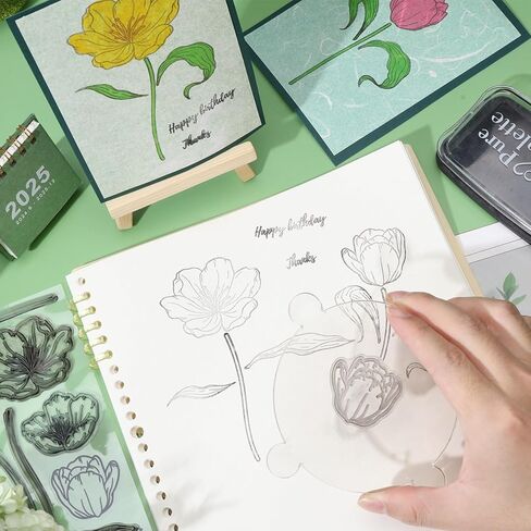 GLOBLELAND Lily Clear Stamps Leaves Flowers Blessing Words Silicone Clear Stamp Seals Transparent Stamps for DIY Scrapbooking Cards Making Photo Album Journal in Kuwait