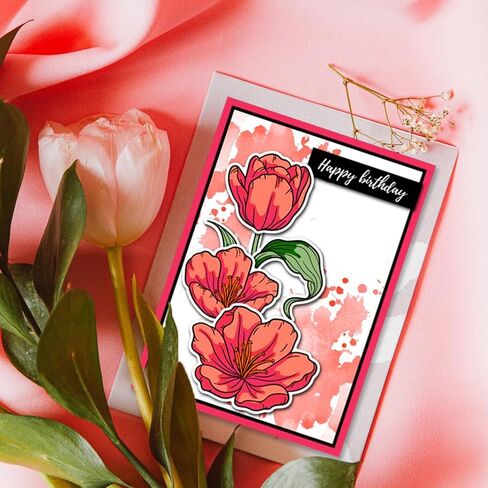 GLOBLELAND Lily Clear Stamps Leaves Flowers Blessing Words Silicone Clear Stamp Seals Transparent Stamps for DIY Scrapbooking Cards Making Photo Album Journal in Kuwait