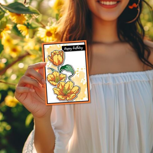 GLOBLELAND Lily Clear Stamps Leaves Flowers Blessing Words Silicone Clear Stamp Seals Transparent Stamps for DIY Scrapbooking Cards Making Photo Album Journal in Kuwait