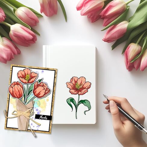 GLOBLELAND Lily Clear Stamps Leaves Flowers Blessing Words Silicone Clear Stamp Seals Transparent Stamps for DIY Scrapbooking Cards Making Photo Album Journal in Kuwait