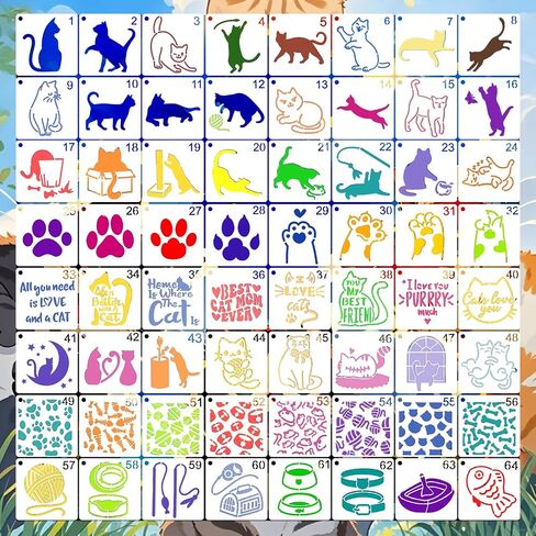 64pcs الإستنسل للطلاء على الخشب ، الحرف اليدوية القابلة لإعادة الاستخدام ، قوالب رسم ، 3 بوصات للزخرفة الحرف ، وورق الحائط مجموعة لاتحاد صخري صخري DIY Canvas Decor in Kuwait