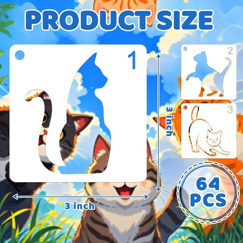 64pcs الإستنسل للطلاء على الخشب ، الحرف اليدوية القابلة لإعادة الاستخدام ، قوالب رسم ، 3 بوصات للزخرفة الحرف ، وورق الحائط مجموعة لاتحاد صخري صخري DIY Canvas Decor in Kuwait