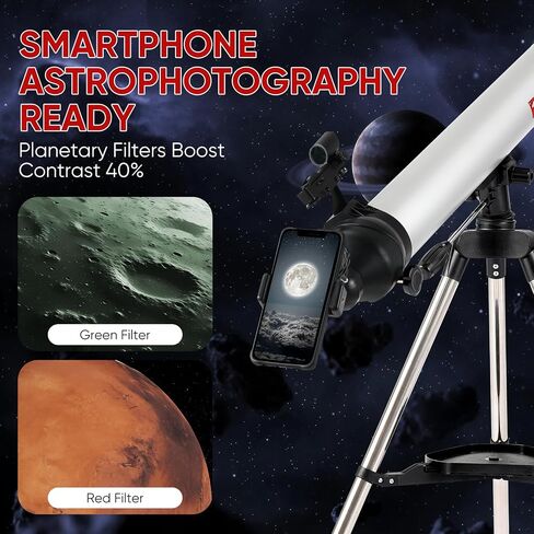 Telescope for Adults & Kids - Professional 80mm Aperture Refractor Telescope 600mm Focal Length Astronomy Kit with Tripod, Barlow Lens & Phone Adapter for Planet Viewing & Astrophotography in Saudi Arabia