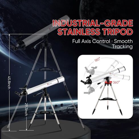Telescope for Adults & Kids - Professional 80mm Aperture Refractor Telescope 600mm Focal Length Astronomy Kit with Tripod, Barlow Lens & Phone Adapter for Planet Viewing & Astrophotography in Saudi Arabia