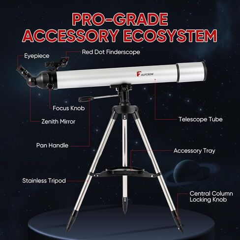 Telescope for Adults & Kids - Professional 80mm Aperture Refractor Telescope 600mm Focal Length Astronomy Kit with Tripod, Barlow Lens & Phone Adapter for Planet Viewing & Astrophotography in Saudi Arabia