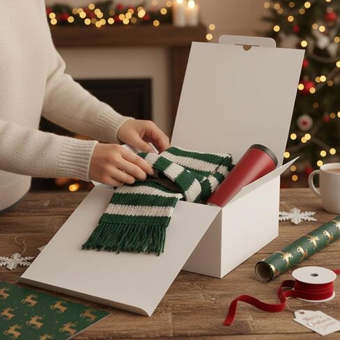 UnicoPak 1 Pack 10x10x5 White Gift Box Large Gift Boxes with Lids for Presents, Ideal for Birthday Anniversary Christmas Wedding Mother's Day Father's Day in Kuwait