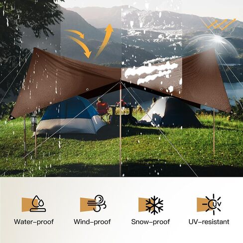 قماش القنب مقاس 6 × 8 أقدام شديد التحمل 16 مل مقاوم للماء بنسبة 100%، مقاوم للأشعة فوق البنفسجية، عالي التحمل متعدد الأغراض، قماش بني مناسب للساحات والسيارات والتخييم والحدائق وأعشاش الحيوانات الأليفة - من MVPNET in Saudi Arabia