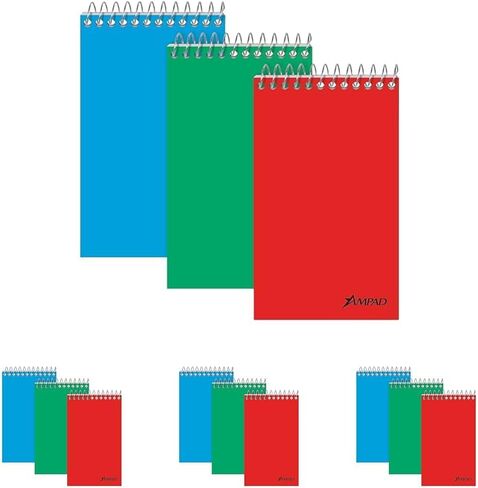 Ampad Pocket Notebook, Recycled, Size 3 x 5, Assorted Covers, Top Open, Narrow Ruled, 60 Sheets (25-087) in Kuwait