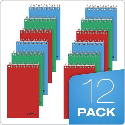 Ampad Pocket Notebook, Recycled, Size 3 x 5, Assorted Covers, Top Open, Narrow Ruled, 60 Sheets (25-087) in Kuwait