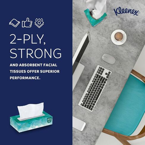 Kleenex Professional Facial Tissue ، Bulk (13216) ، تنسيق محاصر مسطح ، مصمم للأعمال (100 أنسجة/صندوق ، 60 صندوقًا ، 6000 ورقة/حالة) in Saudi Arabia