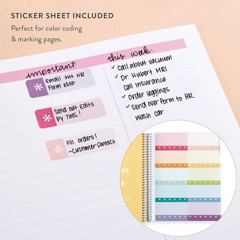 Erin Condren 7"x9" Lined Platinum Spiral Notebook. Bold Blooms Cover Design. 160 Lined Pages for Notes, Journaling, Writing. 80 Lb. Text Weight Paper, Stickers Included in Saudi Arabia