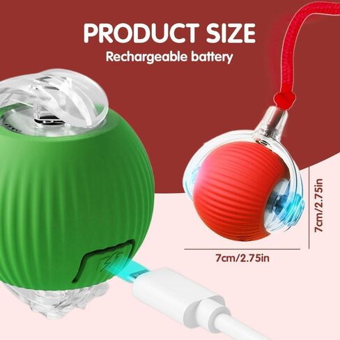 2 PCS Interactive Cat Toy Rolling Ball with Tail Chewie Viral Dog Ball, Smart Automatic Rolling Pet Balls,Automatic Moving Electric Cat Toy in Saudi Arabia
