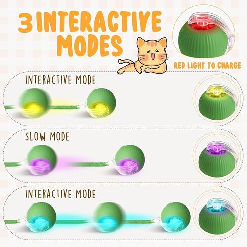 2 PCS Interactive Cat Toy Rolling Ball with Tail Chewie Viral Dog Ball, Smart Automatic Rolling Pet Balls,Automatic Moving Electric Cat Toy in Saudi Arabia